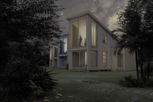 rendering of a prefab house for the One Eleuthera Foundation