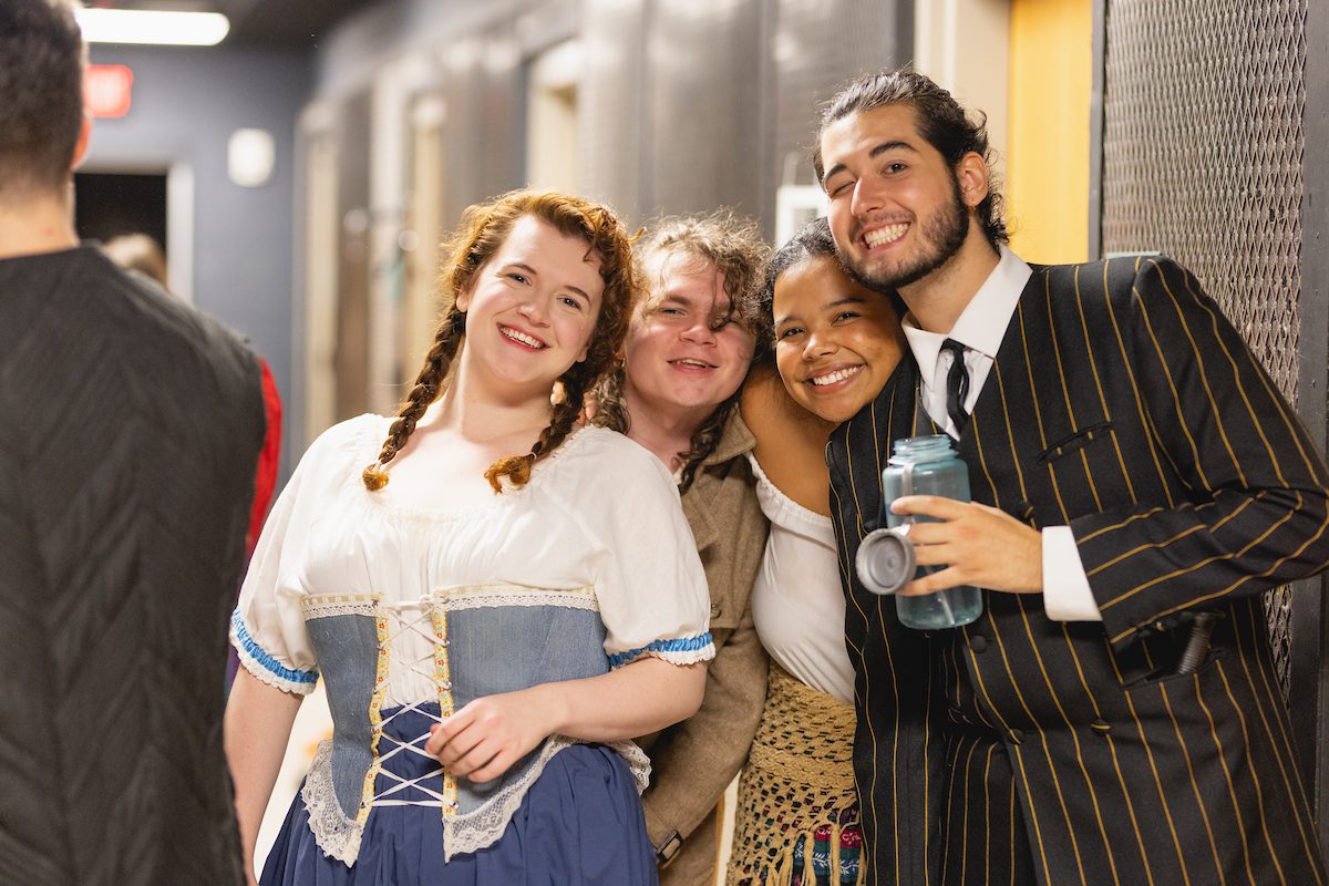 students backstage