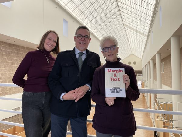Kelly Carlson Reddig, Jose Gamez, and Betsy West with book, Margin and Text.