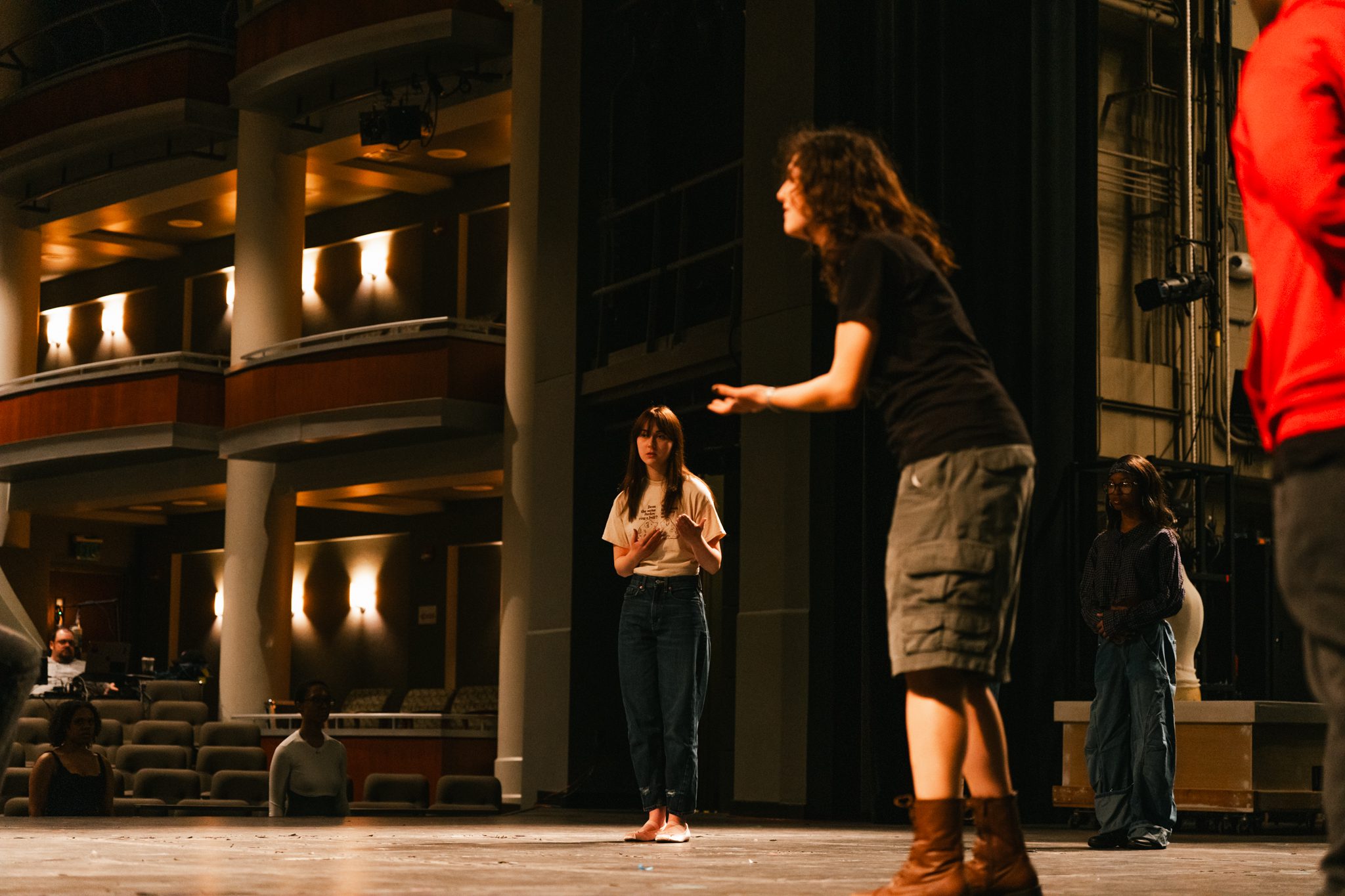 student delivering a monalouge on stage