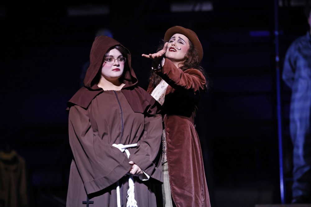two students on stage in measure for measure